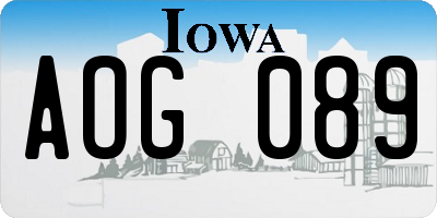 IA license plate AOG089