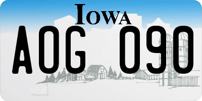 IA license plate AOG090