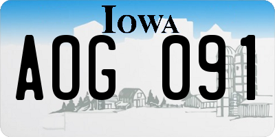 IA license plate AOG091