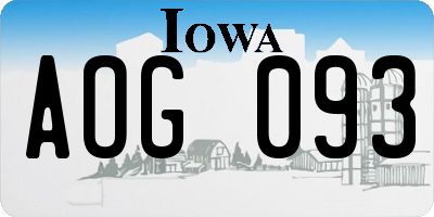 IA license plate AOG093