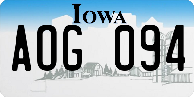 IA license plate AOG094