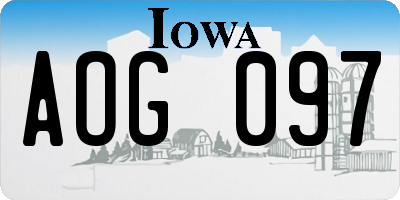 IA license plate AOG097