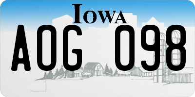 IA license plate AOG098