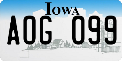 IA license plate AOG099