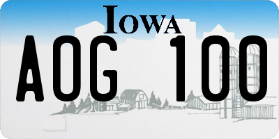 IA license plate AOG100