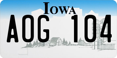 IA license plate AOG104