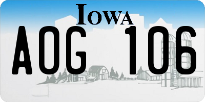 IA license plate AOG106