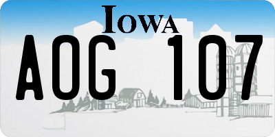 IA license plate AOG107