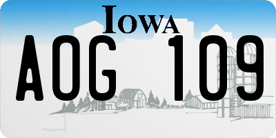 IA license plate AOG109