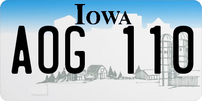 IA license plate AOG110