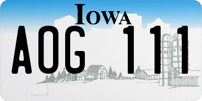 IA license plate AOG111