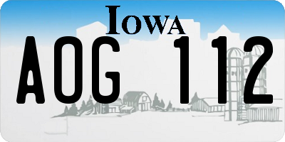 IA license plate AOG112