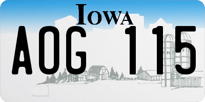 IA license plate AOG115