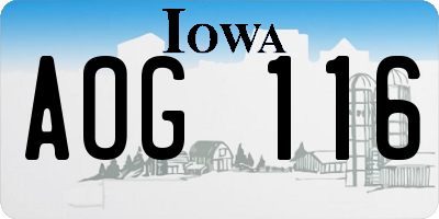 IA license plate AOG116