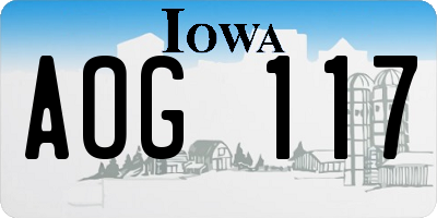 IA license plate AOG117