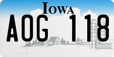 IA license plate AOG118