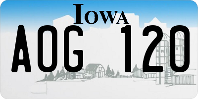IA license plate AOG120