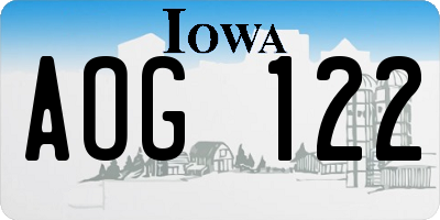 IA license plate AOG122