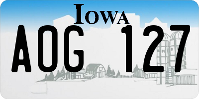 IA license plate AOG127