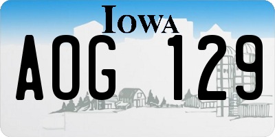 IA license plate AOG129