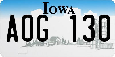 IA license plate AOG130