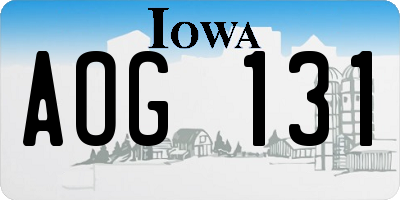 IA license plate AOG131