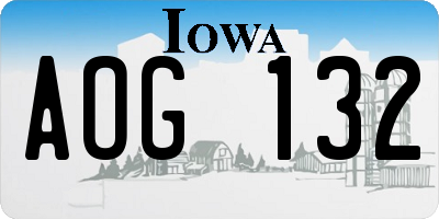 IA license plate AOG132