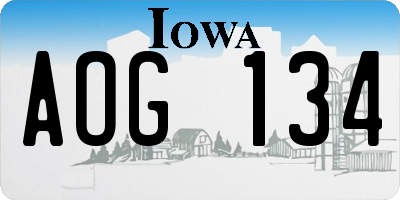 IA license plate AOG134