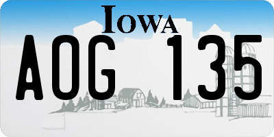 IA license plate AOG135
