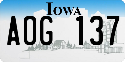IA license plate AOG137