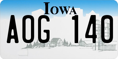 IA license plate AOG140