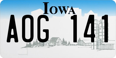 IA license plate AOG141