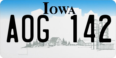 IA license plate AOG142