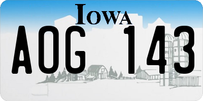 IA license plate AOG143