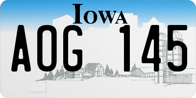 IA license plate AOG145