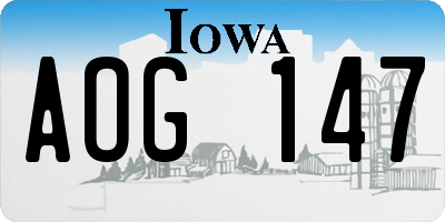 IA license plate AOG147