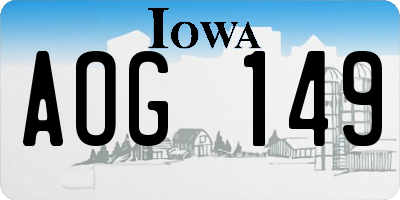 IA license plate AOG149