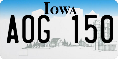 IA license plate AOG150