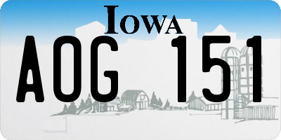 IA license plate AOG151