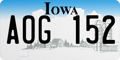 IA license plate AOG152