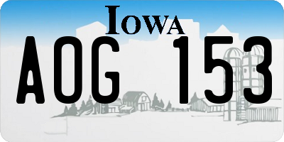 IA license plate AOG153