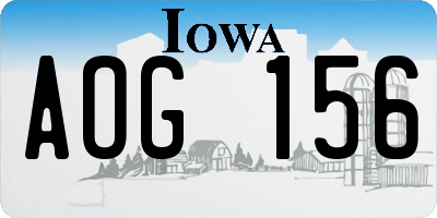 IA license plate AOG156