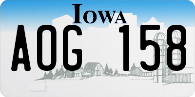 IA license plate AOG158