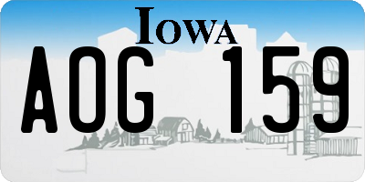 IA license plate AOG159