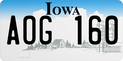 IA license plate AOG160
