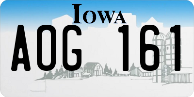 IA license plate AOG161