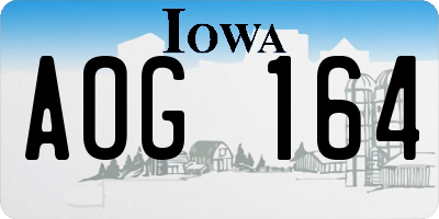 IA license plate AOG164