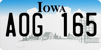 IA license plate AOG165