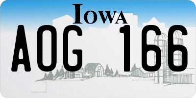 IA license plate AOG166