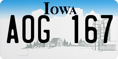 IA license plate AOG167